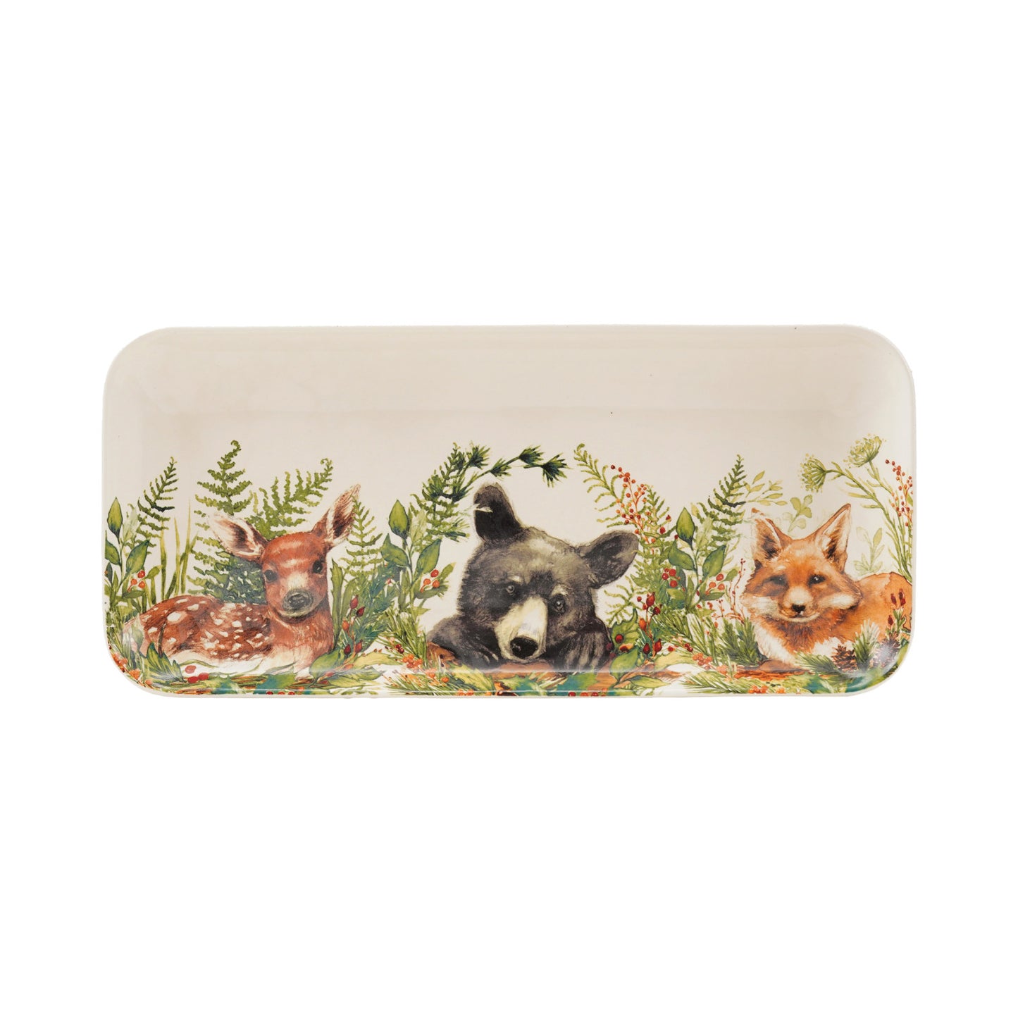 Stoneware Platter with Woodland Animals