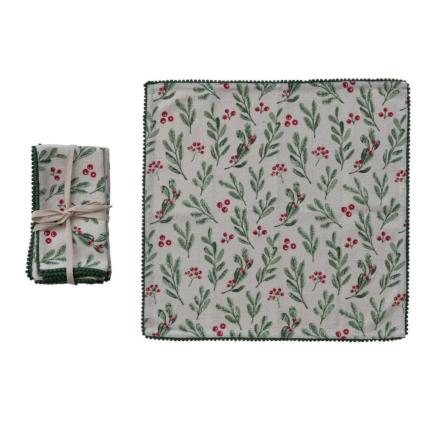 Mistletoe Cotton Slub Printed Napkins Set of 4