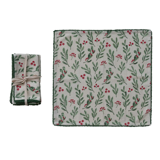 Mistletoe Cotton Slub Printed Napkins Set of 4
