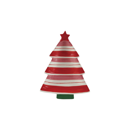 Hand Painted Stoneware Striped Tree Shaped Plate