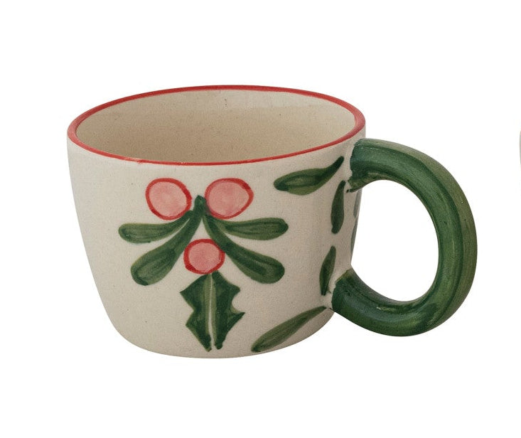 Christmas Stoneware Botanical Mugs